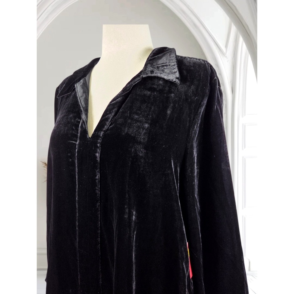 Reba Black‎ Velvet Long Tunic Top/Dress Women's 14 Long Sleeve Western Country